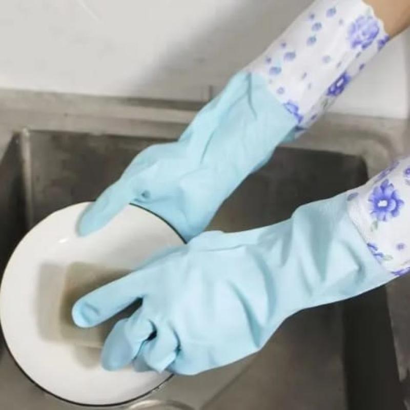 1Pair Lengthen Dishwashing Cleaning Glove Durable Waterproof Cleaning Rubber Long Sleeves