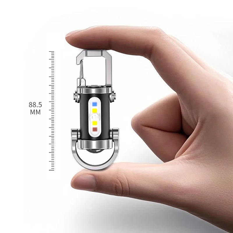 7 Modes High Power LED + COB Keychain Flashlight With Type-C Charger - KD088