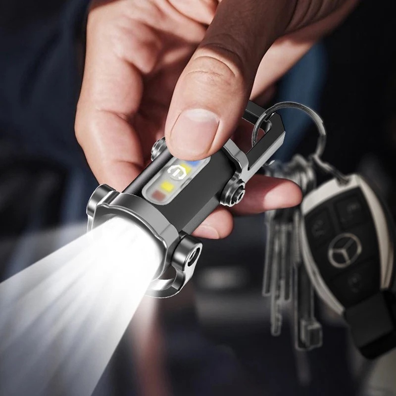 7 Modes High Power LED + COB Keychain Flashlight With Type-C Charger - KD088
