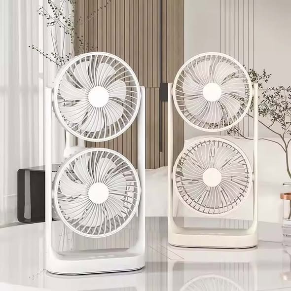 SB-052 Double Head Oscillating Desktop Fan with Battery