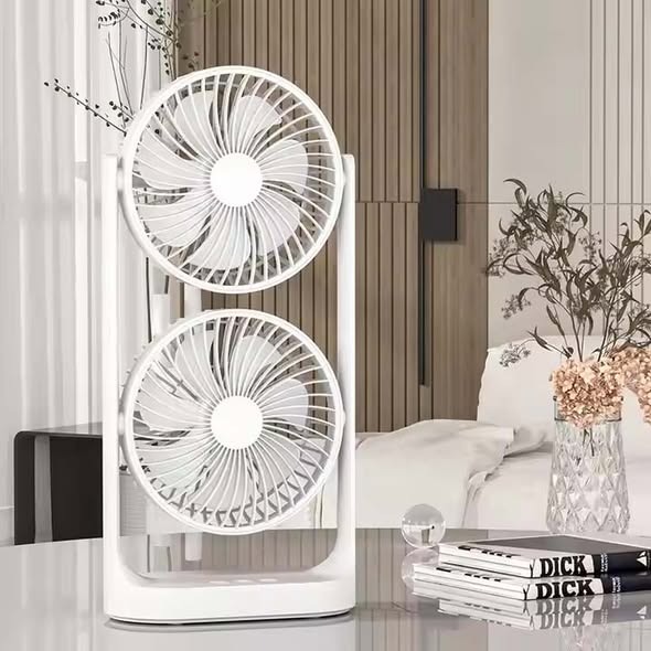 SB-052 Double Head Oscillating Desktop Fan with Battery