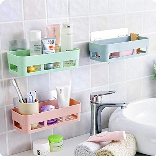 Bathroom Shelf Wall Mounted Storage Basket Punch