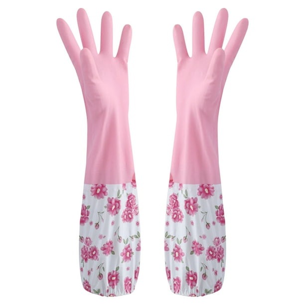 Hand Gloves for the use Kitchen, 01 PAIR Reusable Rubber Gloves Pvc Waterproof Long Cuff Household Gloves