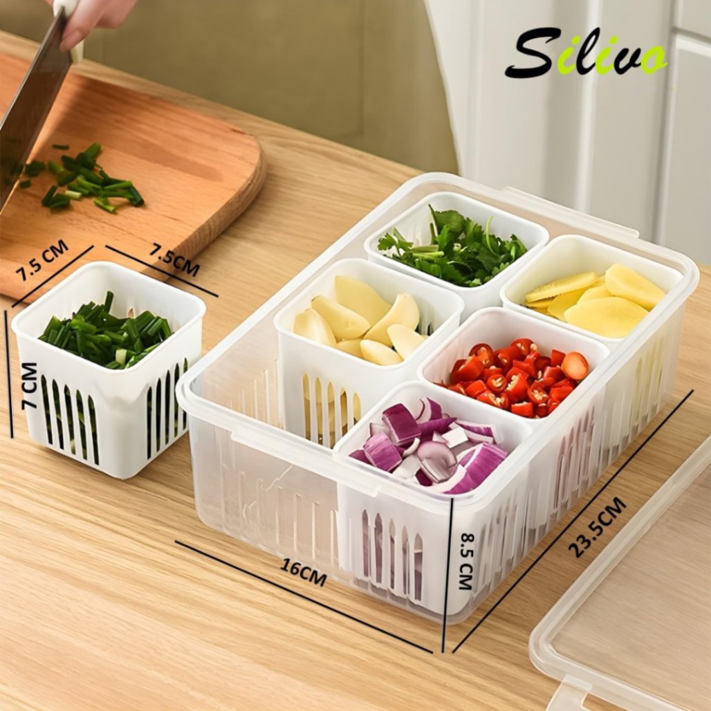 6 grid fridge storage box